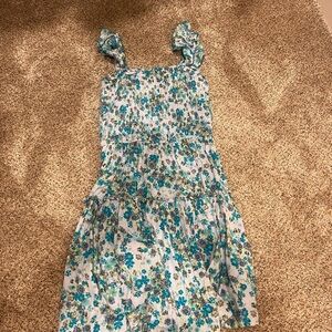 Aerie Floral Kids Dress in Blue and Green